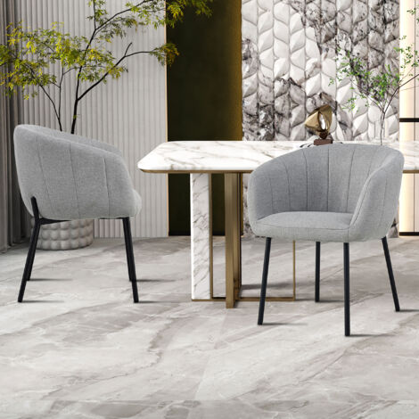 Lot de 2 chaises 57x62x79 cm en tissu gris clair - SERZ