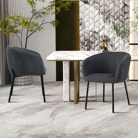 Lot de 2 chaises 57x62x79 cm en tissu gris foncé - SERZ