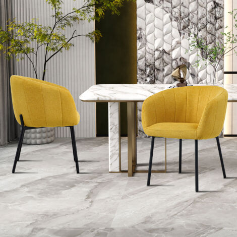 Lot de 2 chaises 57x62x79 cm en tissu jaune - SERZ