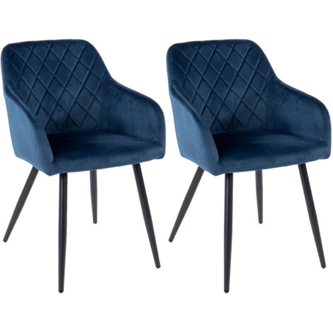 Lot de 2 chaises 59x56x82 cm en velours bleu - VELVET