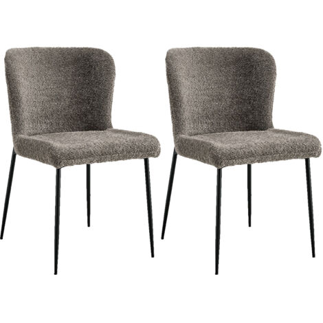 Lot de 2 chaises 62x50x85 cm en tissu bouclette gris - BOUCLI