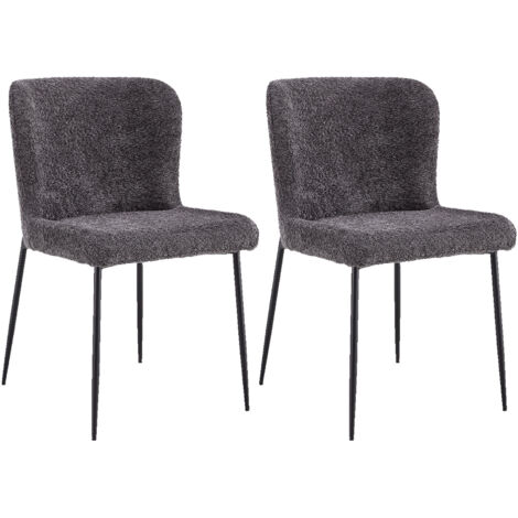 Lot de 2 chaises 62x50x85 cm en tissu bouclette gris foncé - BOUCLI