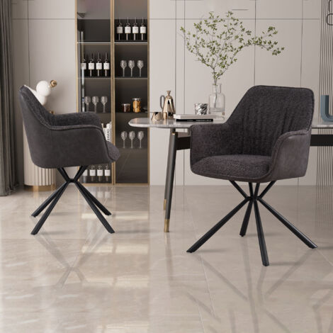 Lot de 2 chaises 62x63x82,5 cm en tissu bouclette et PU gris - FIK