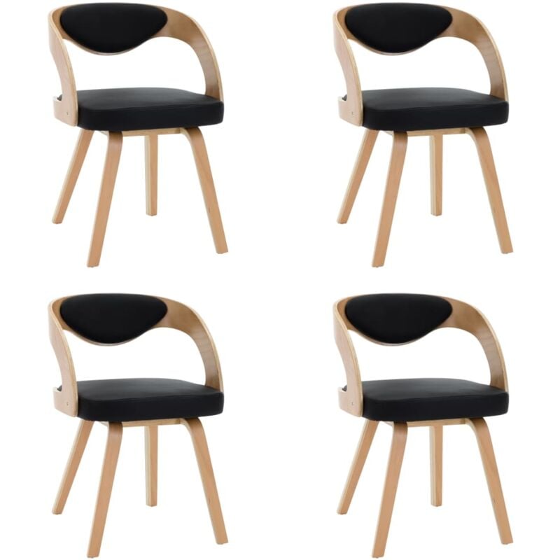 Vidaxl - Chaises à manger lot de 4 noir bois courbé et similicuir