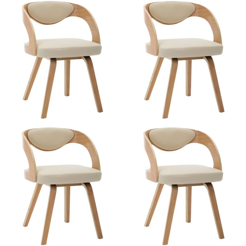 Chaises à manger lot de 4 crème bois courbé et similicuir Vidaxl
