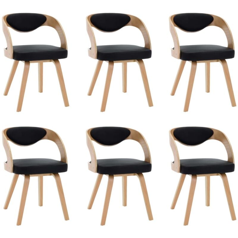Chaises à manger lot de 6 noir bois courbé et similicuir vidaXL