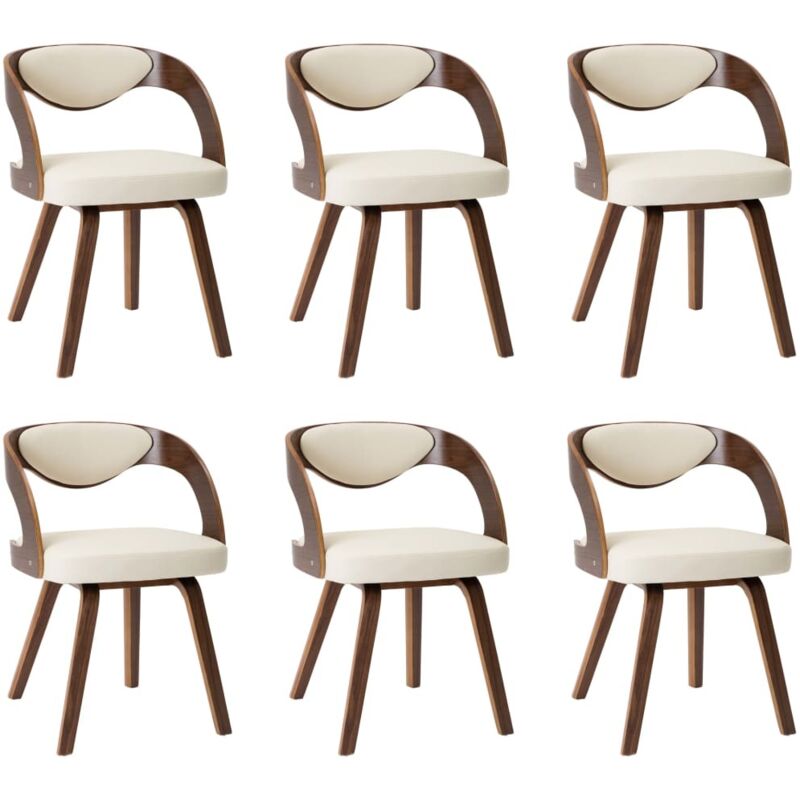 Chaises à manger lot de 6 crème bois courbé et similicuir Vidaxl