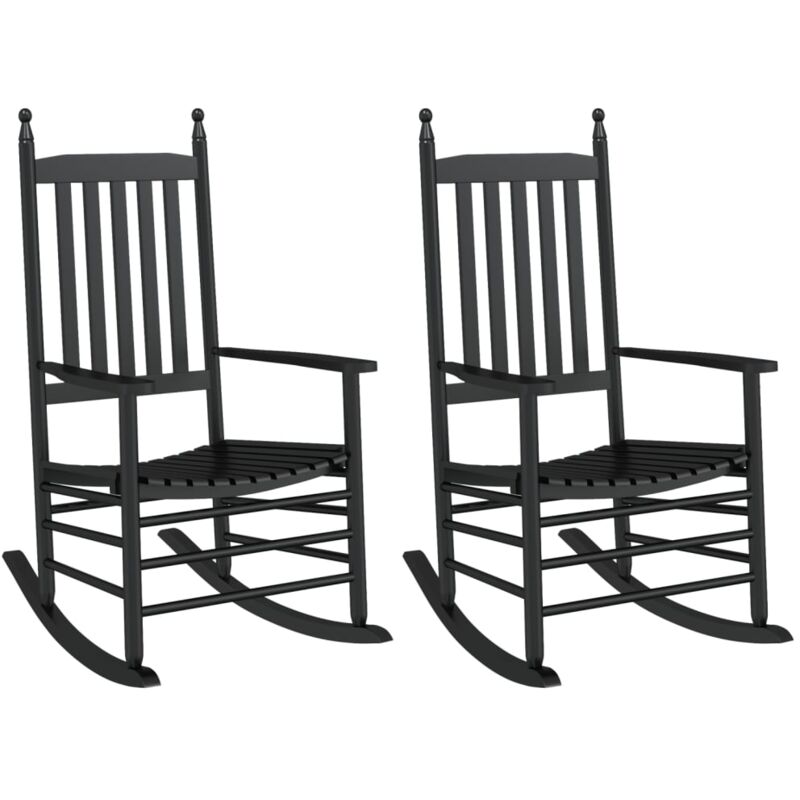 Décoshop26 - Lot de 2 chaises à bascule avec sièges incurvés en bois de peuplier noir DEC029108