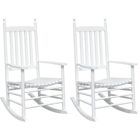 Lot de 2 Chaises à bascule，Rocking chair，Fauteuil à bascule sièges incurvés blanc sapin massif CFW55781