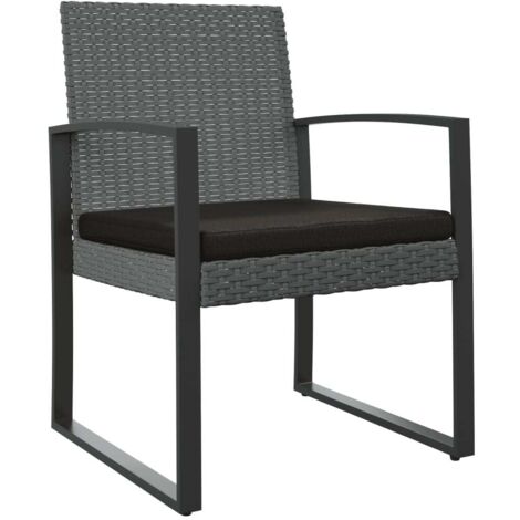Lot de 2 Chaises à manger de jardin，Chaise d'extérieur gris foncé rotin PP CFW1758571