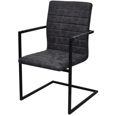 Lot de 2 Chaises à manger,Chaise de cuisine cantilever noir similicuir CFW24979