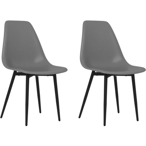 Lot de 2 Chaises à manger，Chaise de cuisine gris PP CFW88532