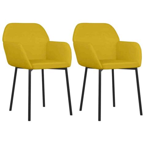 Lot de 2 Chaises à manger,Chaise de cuisine Jaune Velours CFW78447