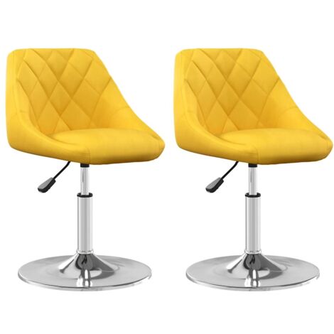 Lot de 2 Chaises à manger，Chaise de cuisine pivotantes jaune moutarde velours CFW57697
