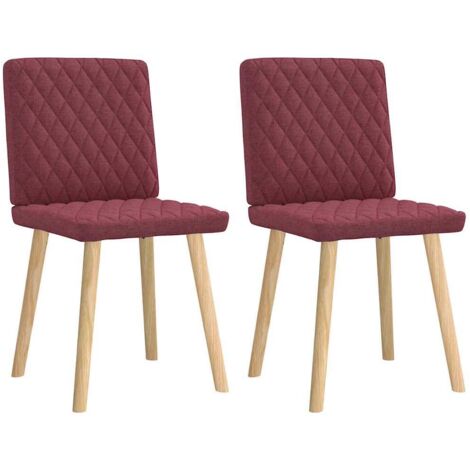 Lot de 2 Chaises à manger，Chaise de cuisine rouge bordeaux tissu CFW37844