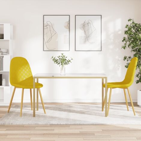 Lot de 2 Chaises à manger,Chaises de salle à manger jaune moutarde velours HH70754