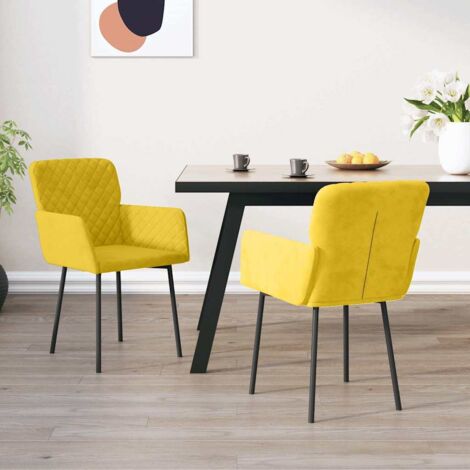 Lot de 2 Chaises à manger,Chaises de salle à manger Jaune Velours HH31095