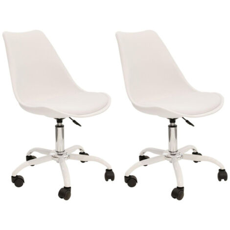 Lot de 2 Chaises à Roulettes "Kiruna" 92cm Blanc