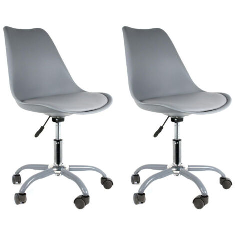 Lot de 2 Chaises à Roulettes "Kiruna" 92cm Gris