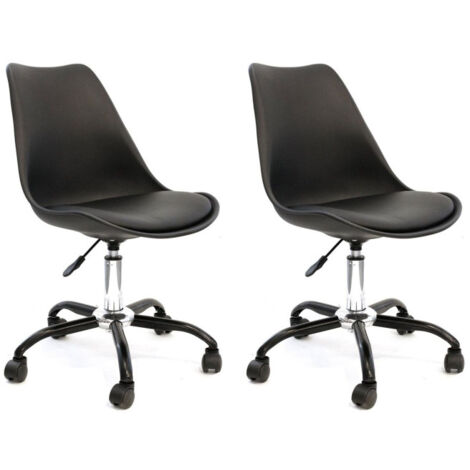 Lot de 2 Chaises à Roulettes "Kiruna" 92cm Noir