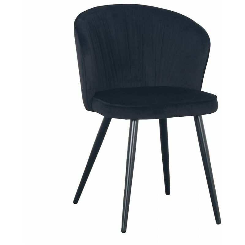 Bobochic - Chaise et fauteuil de table Lot de 2 chaises alicia Tissu velours Noir - Noir