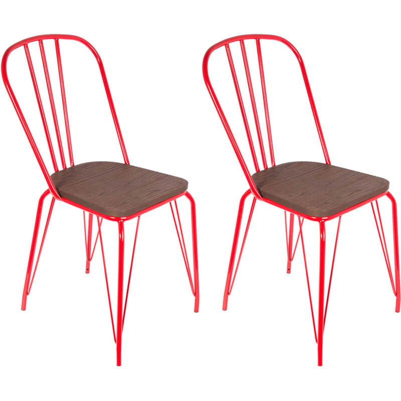 Scarlet - Lot de 2 Chaises Métalliques Rouges