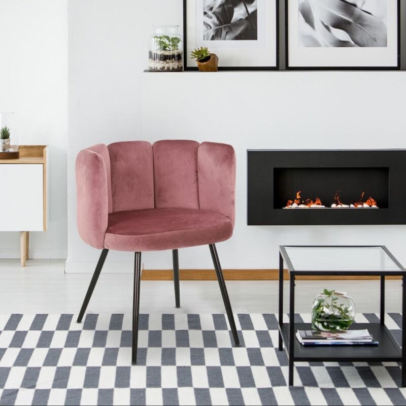 Cotecosy - Lot de 2 chaises Amela Velours Rose