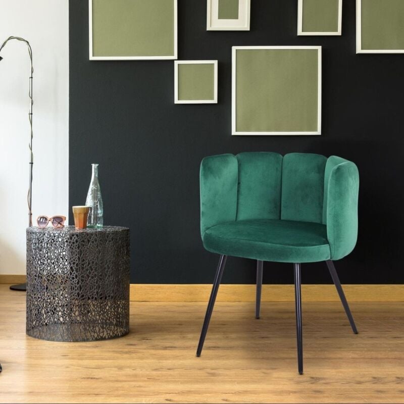 Cotecosy - Lot de 2 chaises Amela Velours Vert