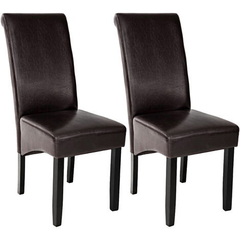 Lot de 2 chaises aspect cuir - lot de 2 chaises salle a manger, chaises de cuisine, chaises de saon