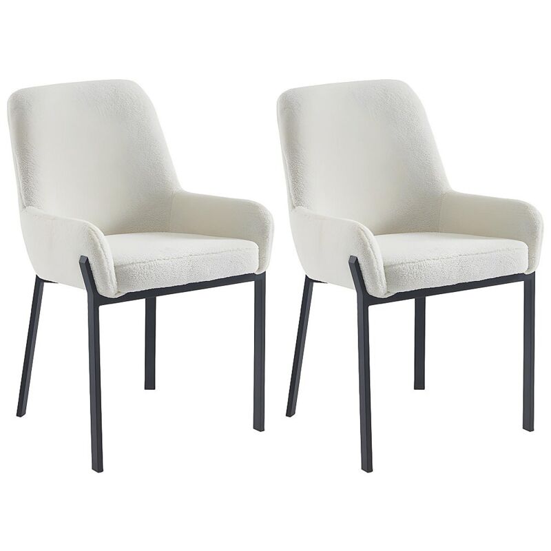 Pascal Morabito - Lot de 2 chaises avec accoudoirs en tissu bouclette et métal - Blanc - carolona de