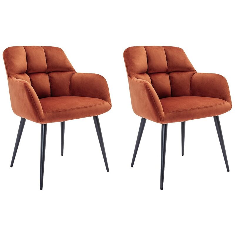 Pascal Morabito - Lot de 2 chaises avec accoudoirs - Velours et métal - Terracotta - pega de