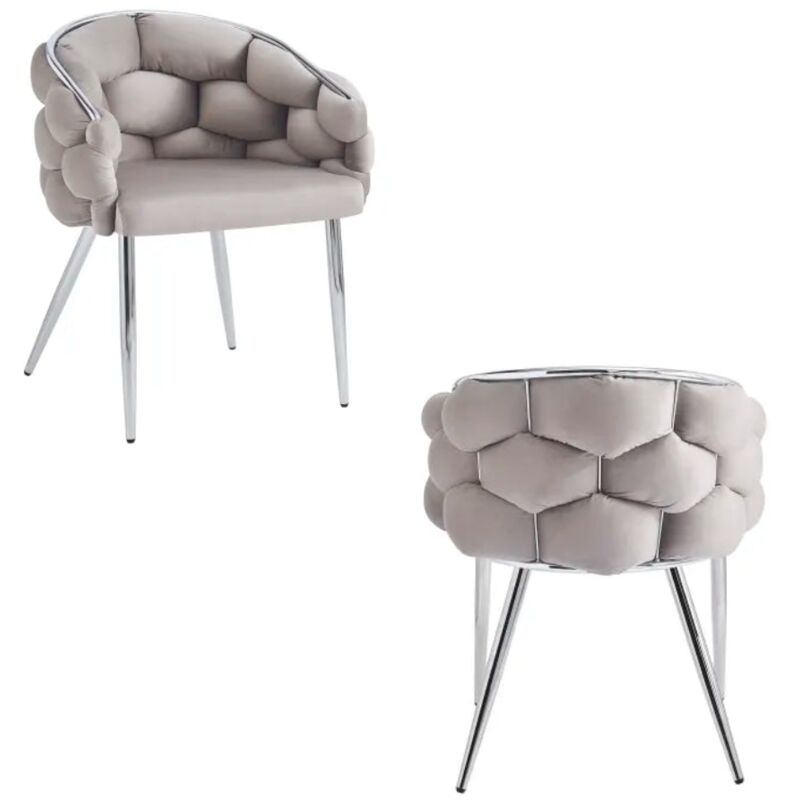 Lot de 2 chaises BALLON pieds chrome assise velours taupe