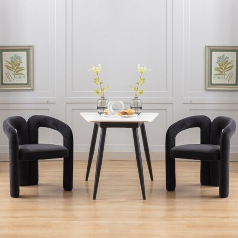 Lot de 2 chaises baquet salle à manger en velours rembourré, design moderne et décoratif, idéales cuisine ou salon détente 64x50,5x71cm - Noir