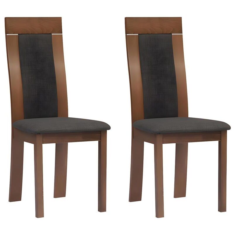 Vente-unique - Lot de 2 chaises belinda - Hêtre et tissu - Coloris : Noyer et anthracite