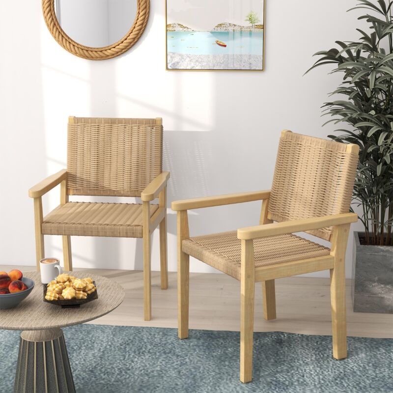 Design In - Lot de 2 Chaises Bois Siège Papier Tressé Salle à Manger Moderne Cadre Caoutchouc CW56690