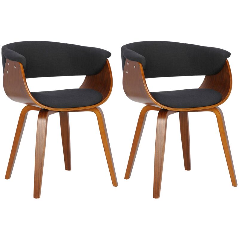 Lot de 2 chaises Bruce tissu Noyer / Noir