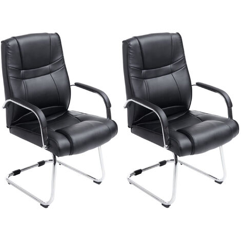 Lot de 2 Chaises Cantilever Attila en Similicuir avec accoudoirs Noir
