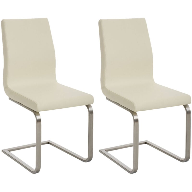 CLP - Lot de 2 chaises cantilever Belfort en similicuir Crème