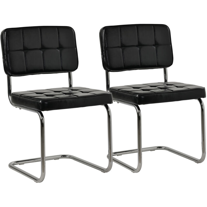 Happy Garden - Lot de 2 chaises cantilever en simili noir maria