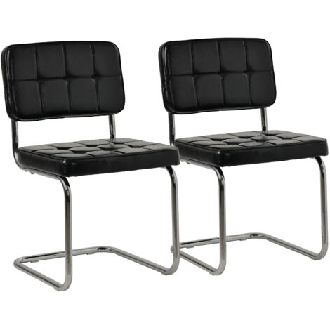 Lot de 2 chaises cantilever en simili noir MARIA
