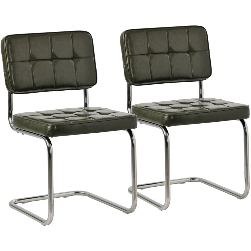 Happy Garden - Lot de 2 chaises cantilever en simili vert kaki maria