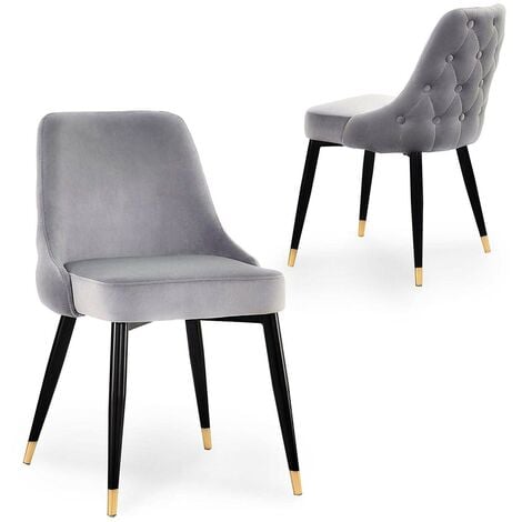 Chaise capitonnée dorée gris NEVA - Table/Chaise Argentée/Dorée