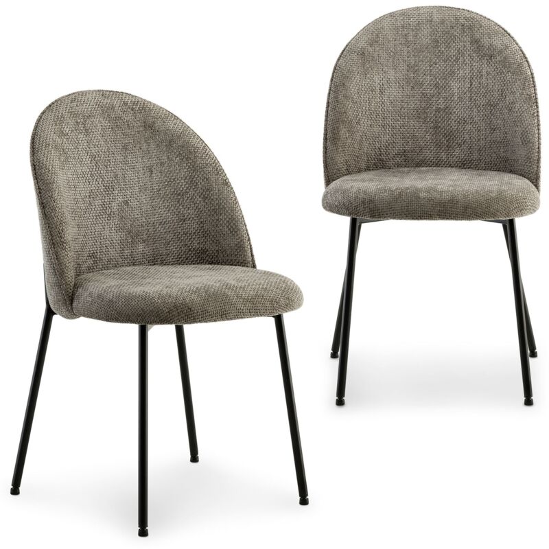 Idimex - Lot de 2 chaises cassie en tissu gris