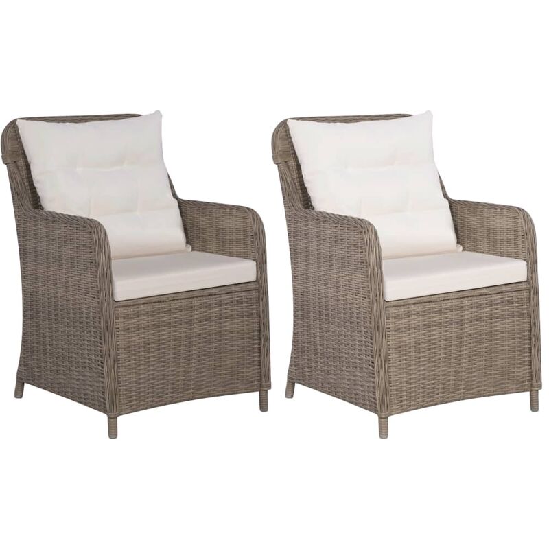 Maison Chic - Lot de 2 Chaises Chaises de jardin Fauteuils de Jardin avec coussins 2 pcs Résine tressée Marron