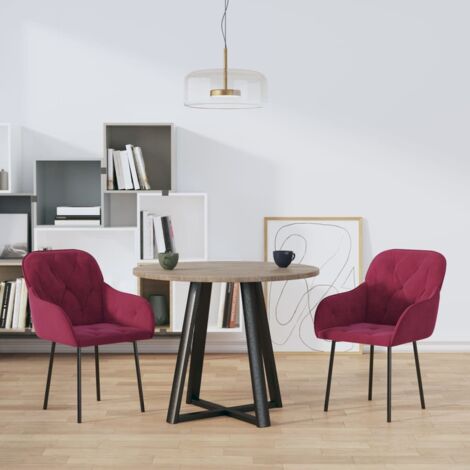 Lot de 2 Chaises  Chaises de salle à manger Chaise de cuisine  Rouge bordeaux Velours 32923