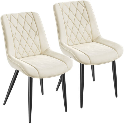 Havenlyhome – Lot de 2 chaises salle à manger en velours – Assise rembourrée 48x39 cm – Dossier ergonomique – Pieds en métal noir – Capacité 150 kg