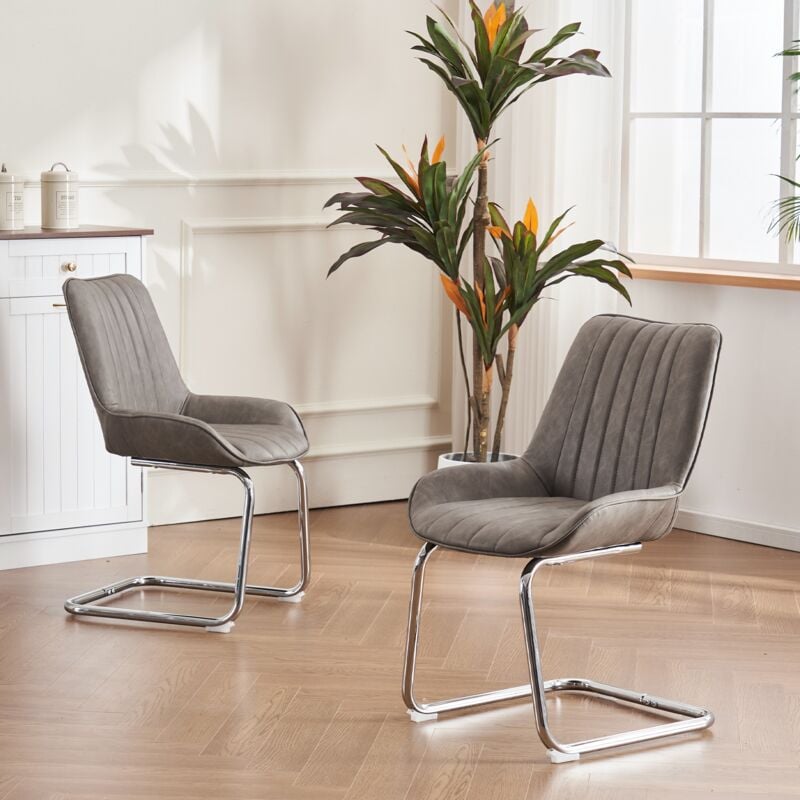 Tanant - Lot de 2 chaises, chaises de salle à manger, coussins d'assise rembourrés, structure en métal, convient pour salon, salle à manger, simili