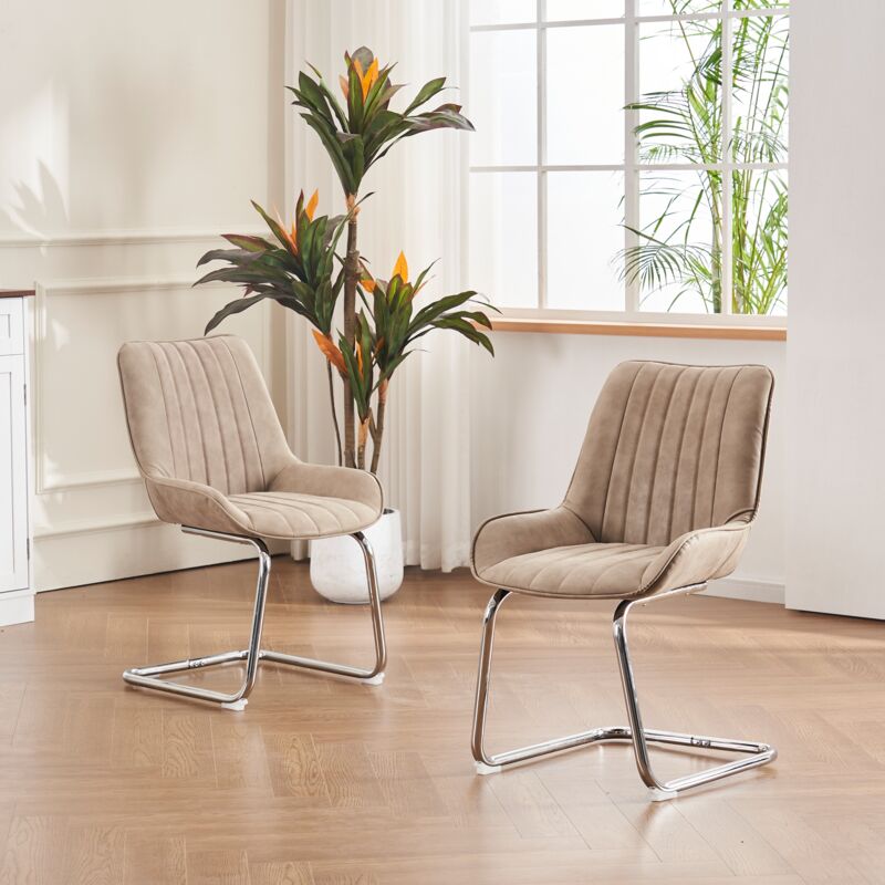 Tanant - Lot de 2 chaises, chaises de salle à manger, coussins d'assise rembourrés, structure en métal, convient pour salon, salle à manger, simili