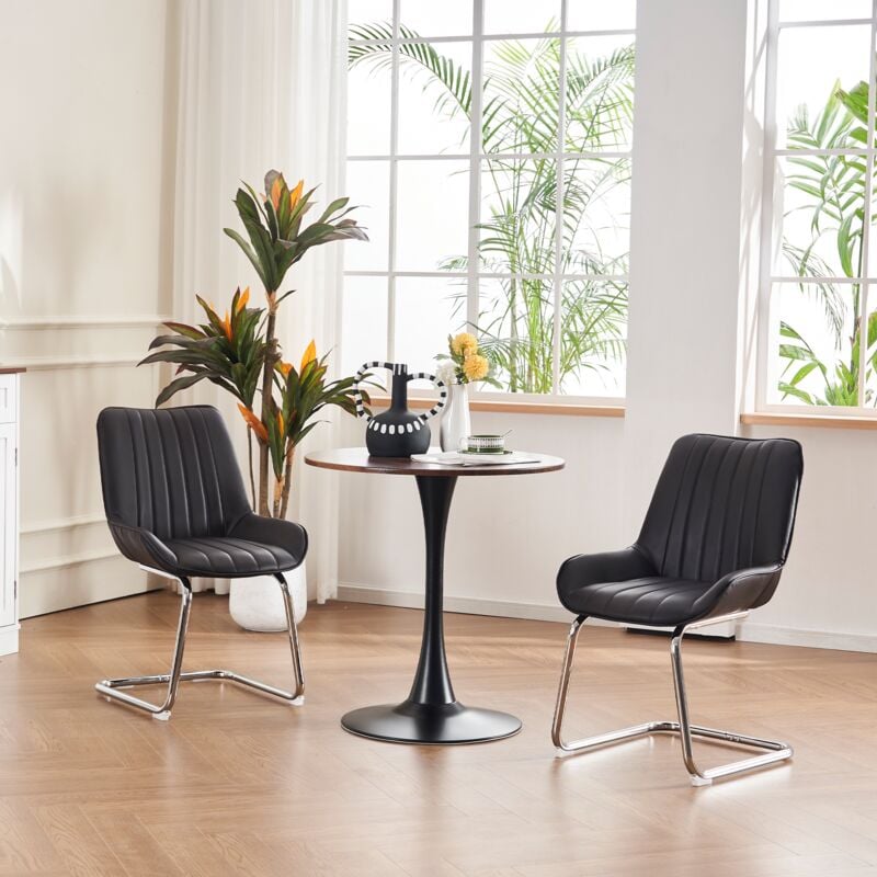 Tanant - Lot de 2 chaises, chaises de salle à manger, coussins d'assise rembourrés, structure en métal, convient pour salon, salle à manger, simili