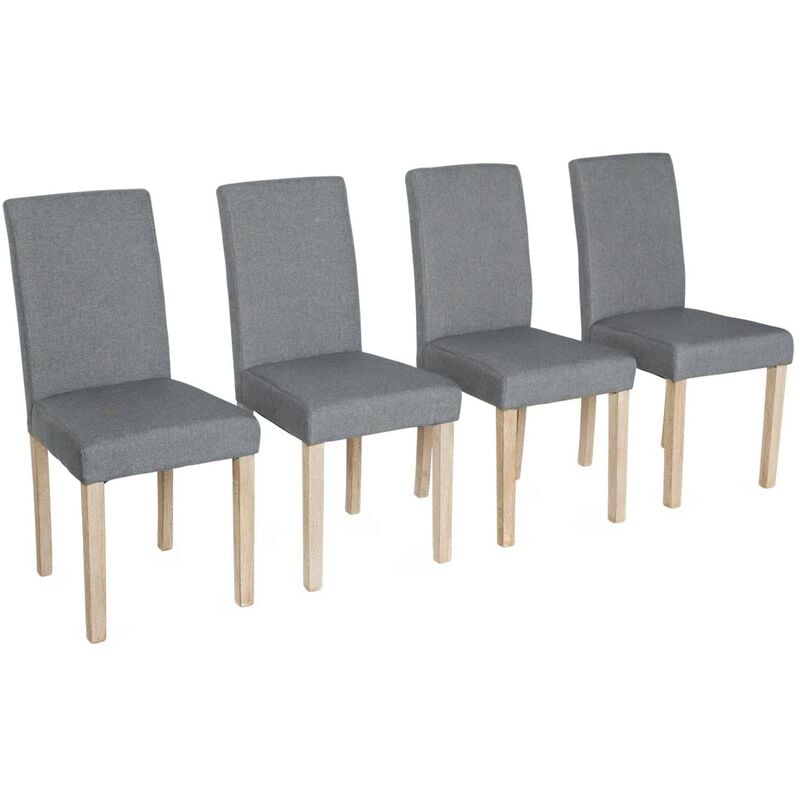 Lot de 4 chaises - Rita - chaises en tissu. pieds en bois cérusé. gris clairs